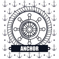 ship wheel steer icon anchor design vector illustration eps 10