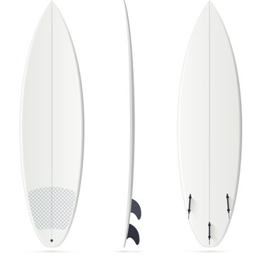 White vector surfing board template - short board