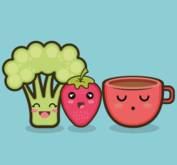 broccoli strawberry cartoon graphic vector illustration eps 10