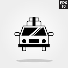Car with camping set icon in trendy flat style isolated on grey background. Id card symbol for your design, logo, UI. Vector illustration, EPS10.