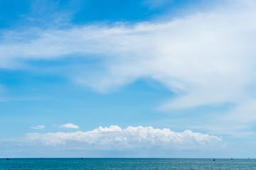 Fototapeta na wymiar cloudscape white puffy clouds with ocean
