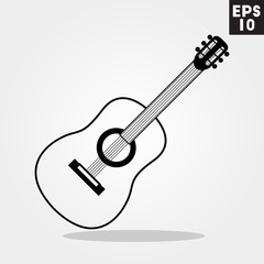 Guitar icon in trendy flat style isolated on grey background. Id card symbol for your design, logo, UI. Vector illustration, EPS10.