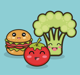 cartoon food fruit vegetable and fast graphic vector illustration esp 10