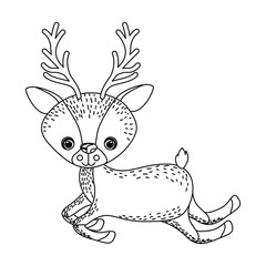 Reindeer icon. Animal cartoon and nature theme. Isolated and drawn design. Vector illustration