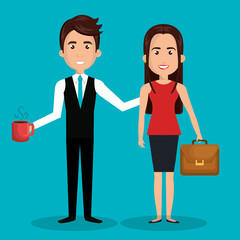 cartoon woman and man work employee design vector illustration eps 10