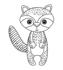 Raccoon icon. Animal cartoon and nature theme. Isolated and drawn design. Vector illustration