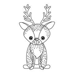 Reindeer icon. Animal cartoon and nature theme. Isolated and drawn design. Vector illustration