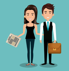 businessman and woman reading design vector illustration eps 10