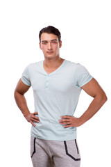 Young handsome man isolated on the white background