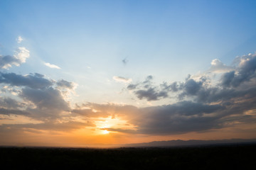 colorful dramatic sky with cloud at sunset