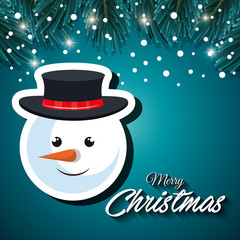 card christmas snowman face snowfall vector illustration eps 10