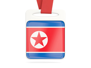 Obraz premium Flag of korea north, square card