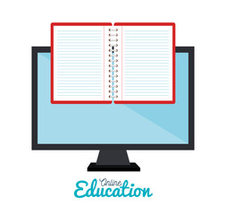 e-learning notebook monitor education online ddesign vector illustration