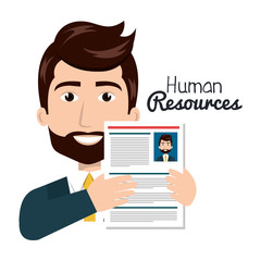 character man with cv human resources vector illustration