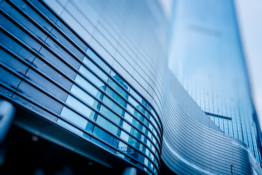 Fototapeta modern building facade,blue toned,china.