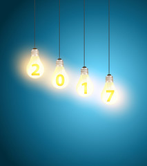 light bulb,new year 2017 vector illustration template design