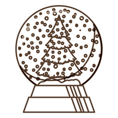 Pine tree and sphere icon. Merry Christmas season and decoration theme. Isolated design. Vector illustration