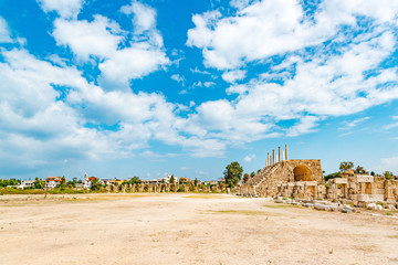 Roman Hippodrome in Tyre, Lebanon. It is located about 80 km south of Beirut. Tyre has led to its designation as a UNESCO World Heritage Site in 1984.