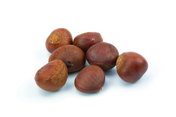 Hazelnuts isolated on white background