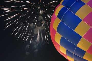 Hot air balloon with firework