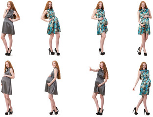 Obraz premium Pregnant woman in composite image isolated on white