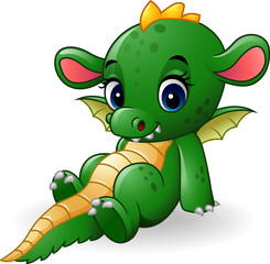 Cartoon baby dragon sitting