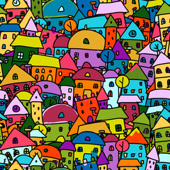Obraz na płótnie Canvas Colorful city, seamless pattern for your design