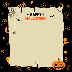 Halloween frame pattern with pumpkin black background