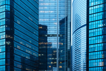 Naklejka premium group of modern skyscrapers in hong kong central district,china,east asia.
