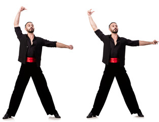 Spanish dancer in various poses on white