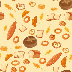 Bakery seamless pattern cartoon vector
