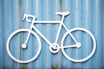Fototapeta na wymiar vintage bikes white on blue background