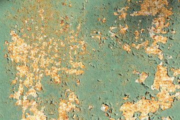 Rusty Painted Blue Metal Texture With Cracked Paint.