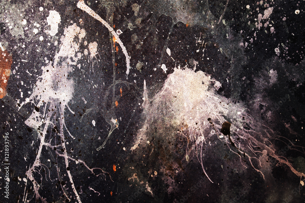 Poster abstract painting with blurry and stained structure. Color effect and Computer collage.