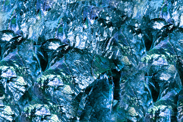  shiny metal fibre structure, abstract background. Blue color.