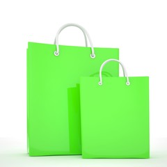 Paper Shopping Bags isolated on white background. 3d rendering.