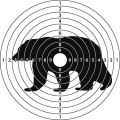 bear target shooting from a pneumatic or a firearm in the dash made in the form of a silhouette of a bear. Vector illustration for print or website design