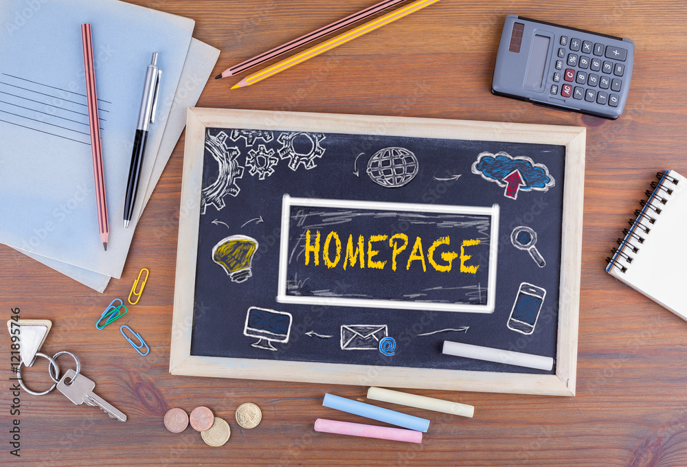 Canvas Prints homepage domain html web design concept. chalkboard on wooden of