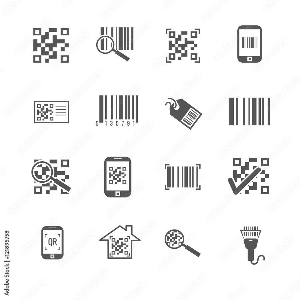 Poster scan bar and qr code vector icons