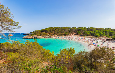 Beautiful beach with turquoise water Majorca Spain Cala Mondrago S`Amarador