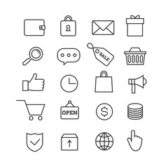 E-commerce shopping thin line vector icons set