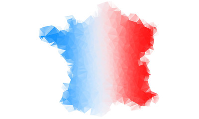 Carte de france bleu blanc rouge composée de triangles