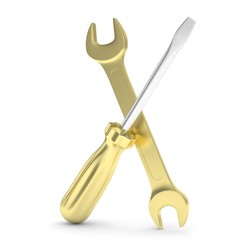 3D Illustration Wrench and screwdriver, service concept