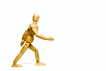 wooden puppet is quickly walking