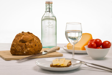 Healthy summer lunch with fresh water