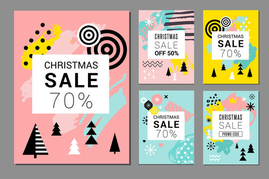 Christmas Sale backgrounds, mobile theme. Modern design for poster, card, invitation, flyer