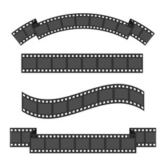 Film strip frame four set. Different shape ribbon. Design element. White background. Isolated. Flat