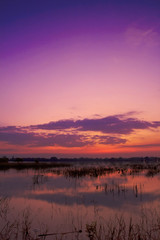 Obraz na płótnie Canvas Twilight sky after sunset with water reflect landscape