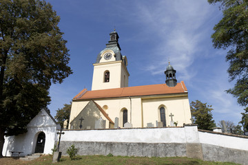 Fototapeta na wymiar Early gothic Church of St. Vavrinec in Town Putim, Czech Republic