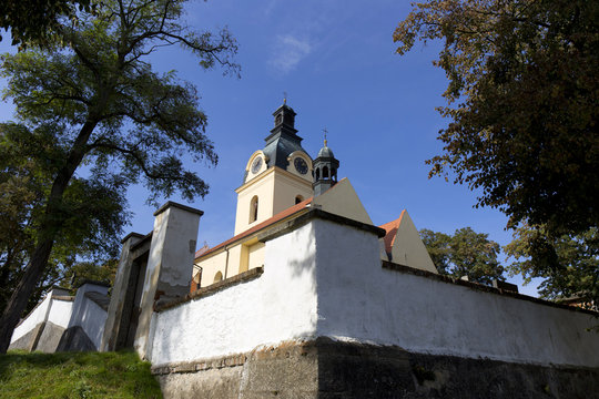 Early gothic Church of St. Vavrinec in Town Putim, Czech Republic